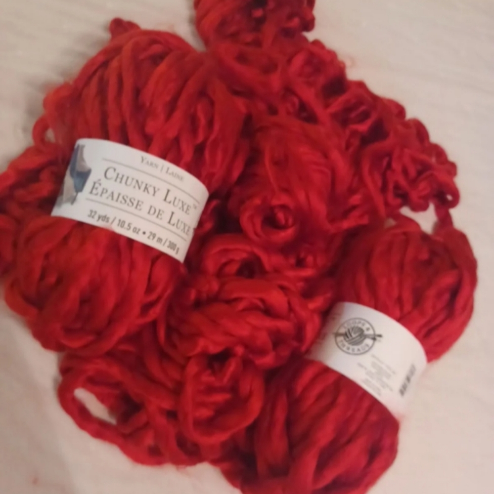 Bundle lot of chunky luxe red luxury yarn